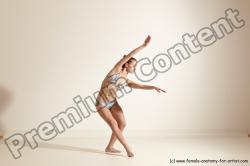 Swimsuit Gymnastic poses Woman White Moving poses Slim long brown Dynamic poses Academic